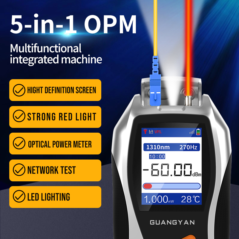 GUANGYAN Y9 New 4 In 1 fiber optic equipment VFL 1mW Rj45 Cable Tester all-in-one Mini OPM ftth optical fiber meter