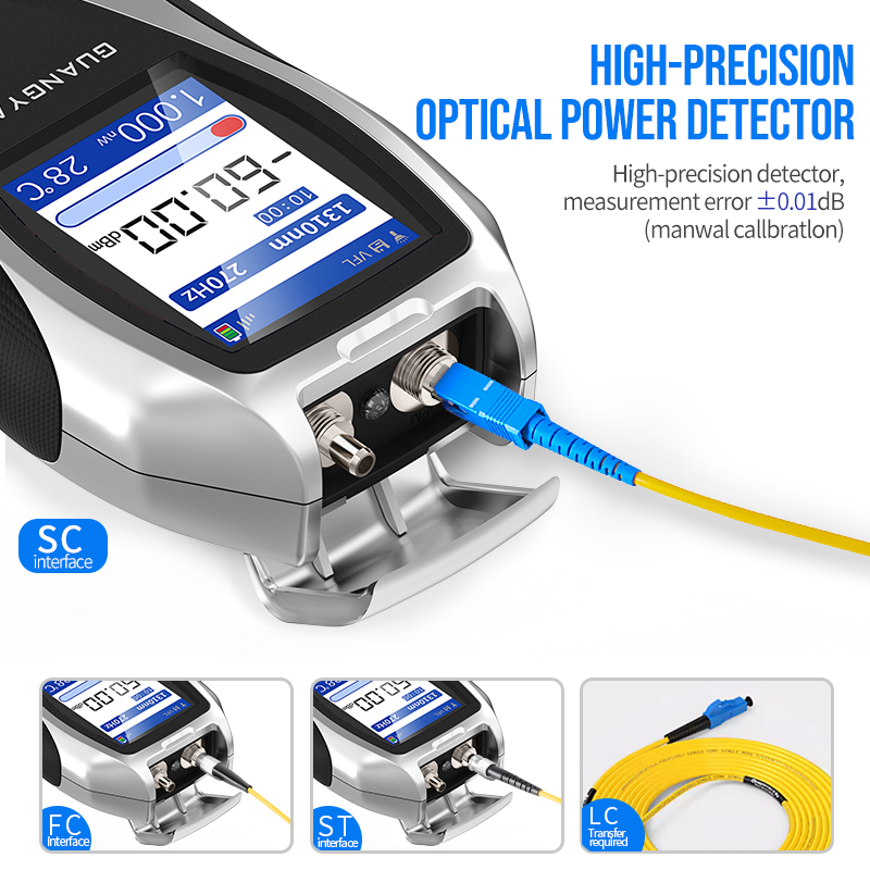GUANGYAN Y9 New 4 In 1 fiber optic equipment VFL 1mW Rj45 Cable Tester all-in-one Mini OPM ftth optical fiber meter