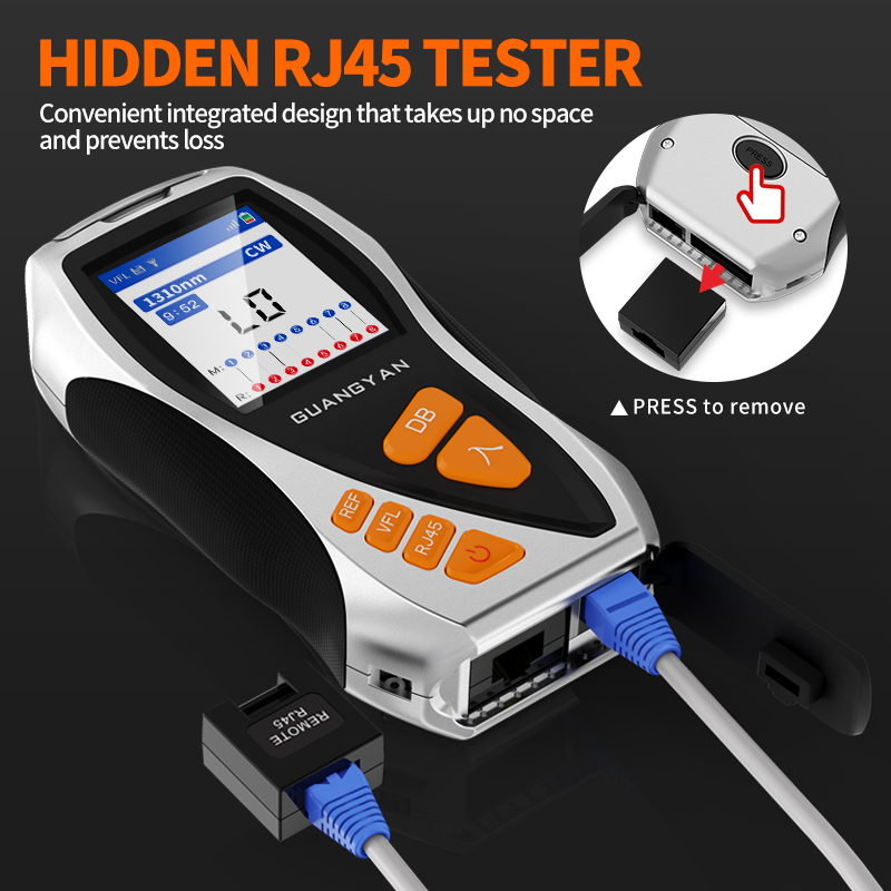 GUANGYAN Y9 New 4 In 1 fiber optic equipment VFL 1mW Rj45 Cable Tester all-in-one Mini OPM ftth optical fiber meter