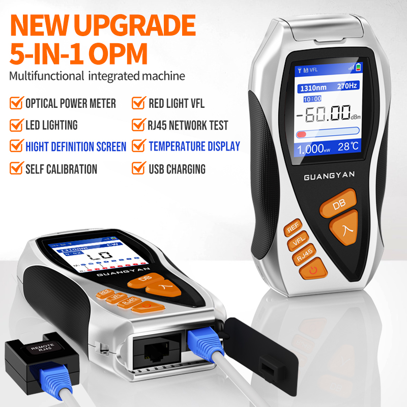 GUANGYAN Y9 New 4 In 1 fiber optic equipment VFL 1mW Rj45 Cable Tester all-in-one Mini OPM ftth optical fiber meter