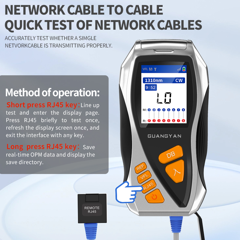 GUANGYAN Y9 New 4 In 1 fiber optic equipment VFL 1mW Rj45 Cable Tester all-in-one Mini OPM ftth optical fiber meter