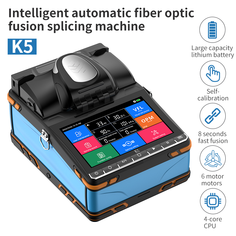 2024 Ftth optical fiber Fusion Splicer built-in VFL OPM 6 Motor K5 splicer fiber optic equipment soudeuse optique ftth