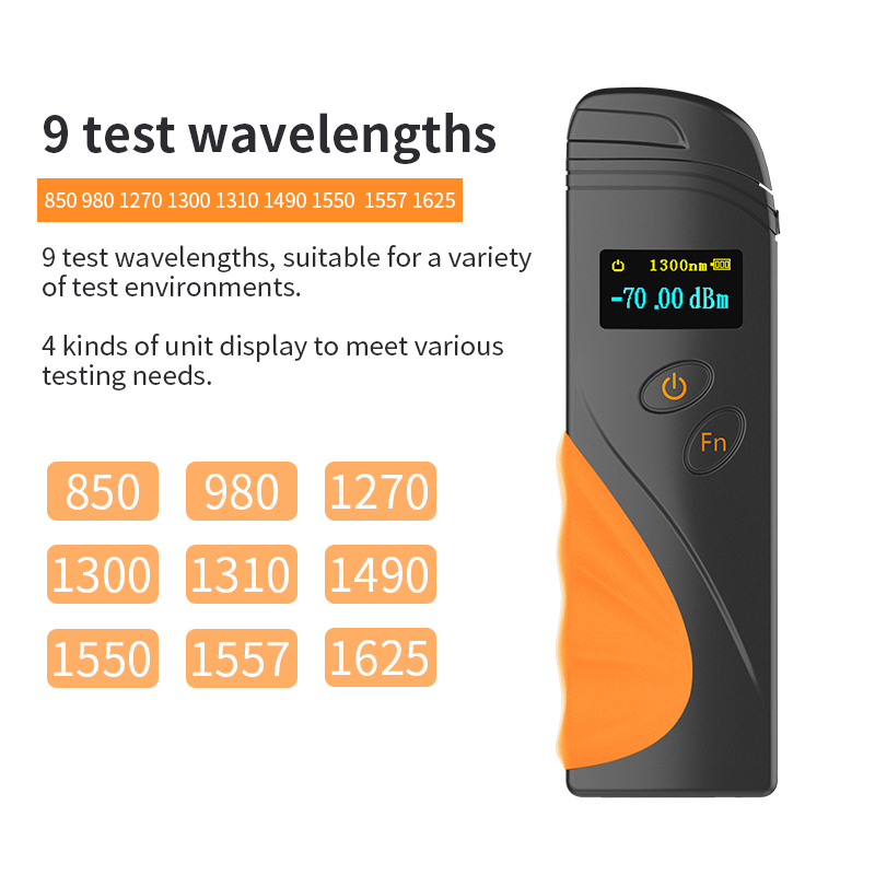 Handheld fiber optic equipment OPM G2-Y 1270nm 1310nm 1577nm 9 wavelengths Rechargeable deviser optical power meter