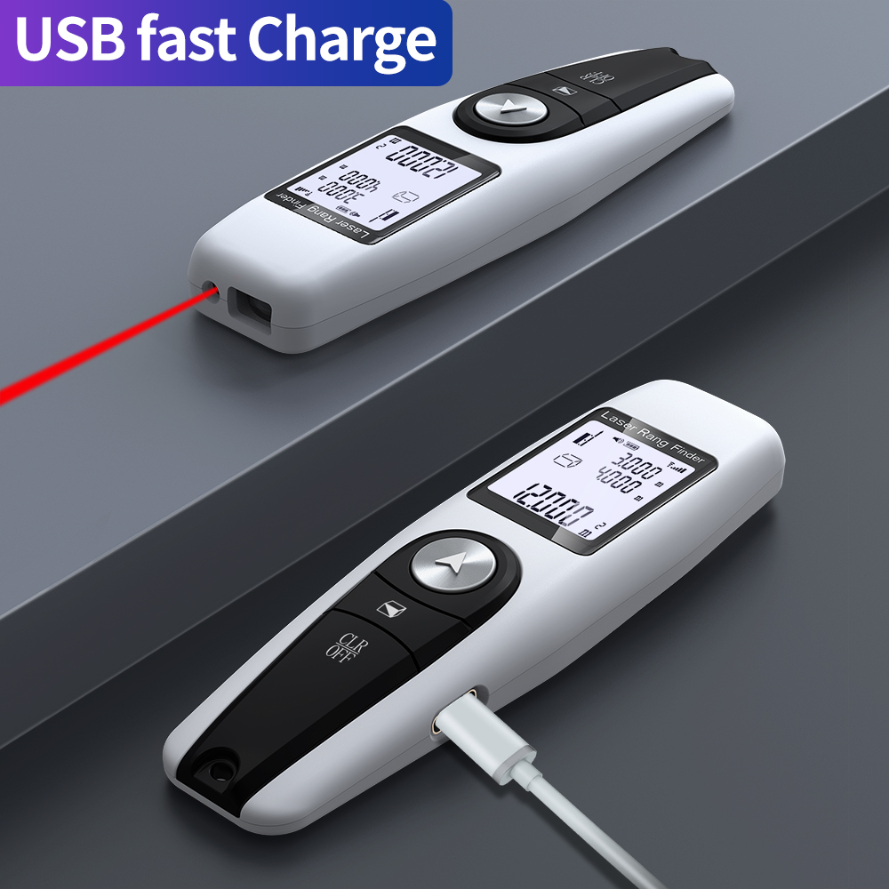 GUANGYAN  Mini laserDistance Meter 40m Portable Handle Digital Measure Tool Silver Range Finder